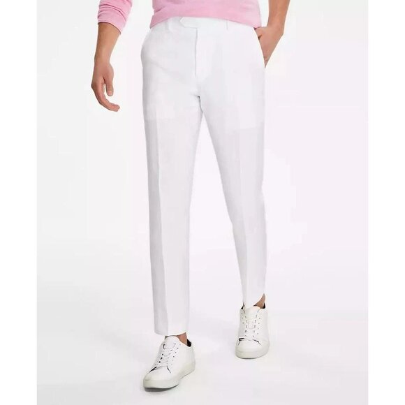 Tommy Hilfiger Mens Modern Fit Flat Front Pure Linen Pant White Size 33 X 32 NWT - Picture 2 of 7